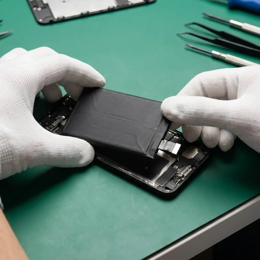 Android repair work in progress on an ESD-protected workstation