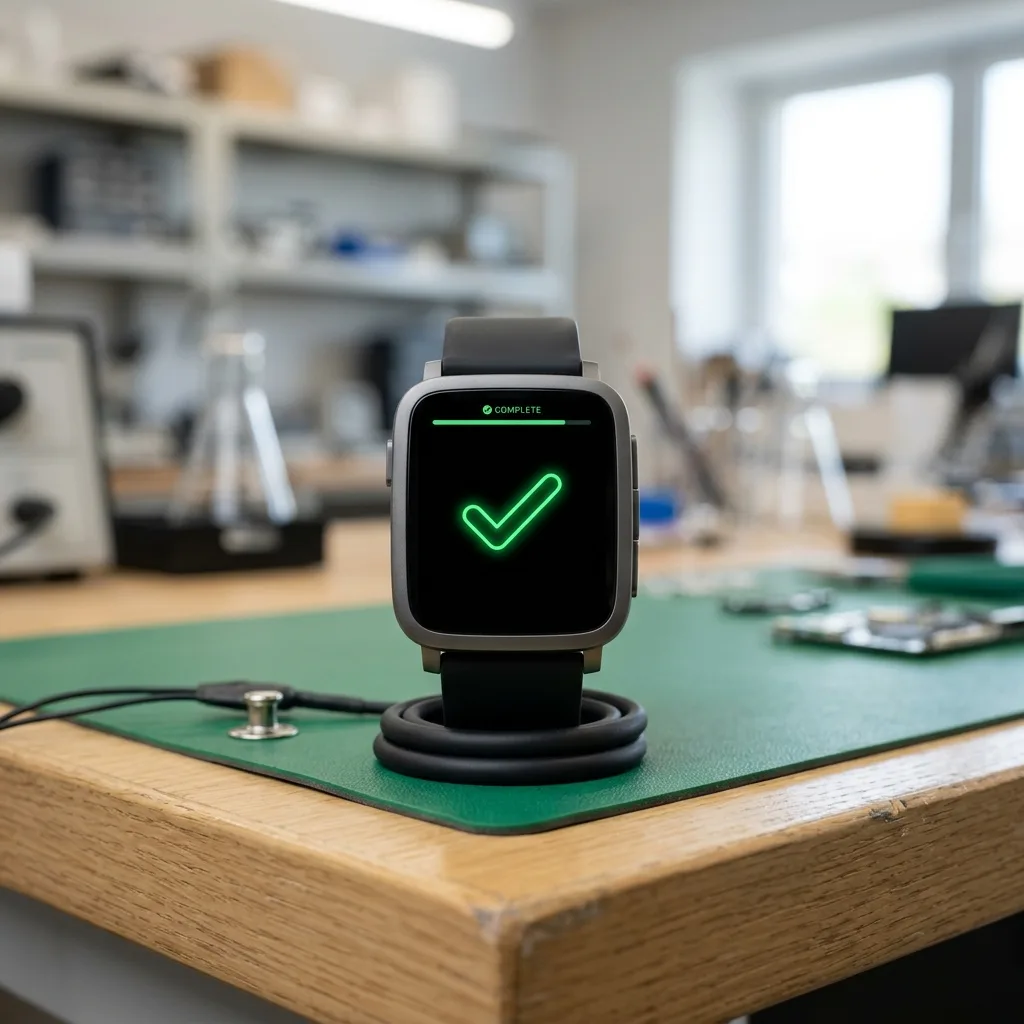 Repaired Apple Watch passing a diagnostic test