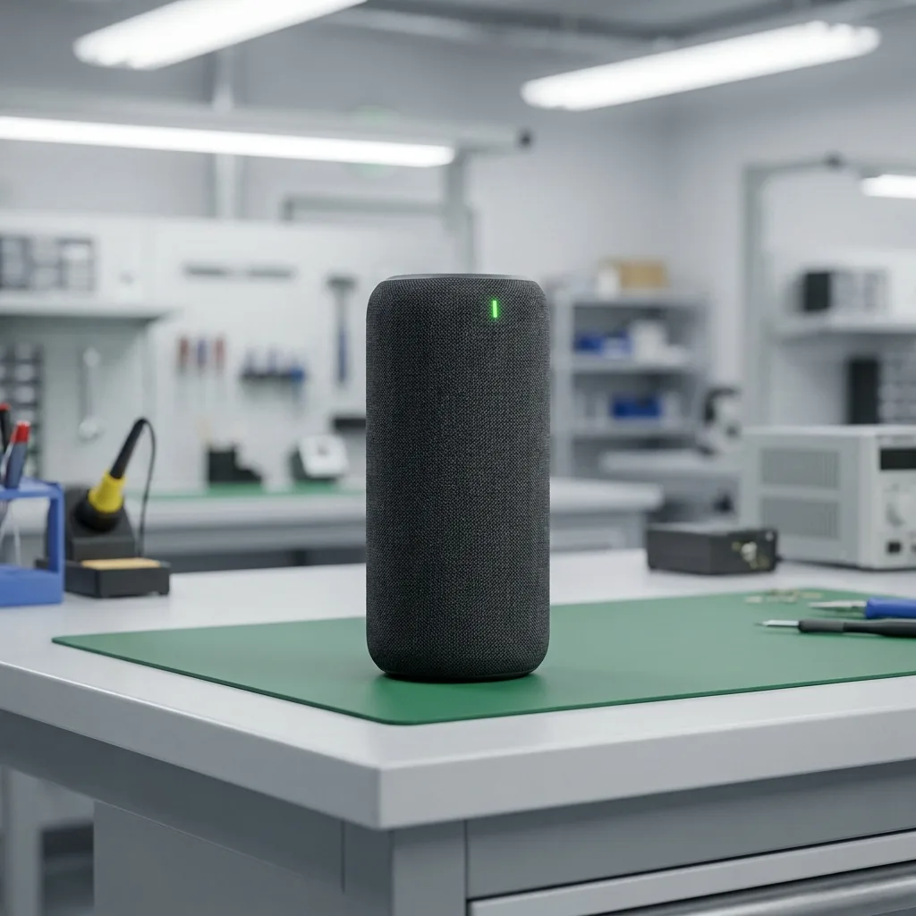Reassembled Bluetooth speaker passing a full playback test