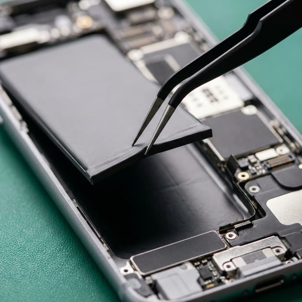 Technician inspecting the device under microscope