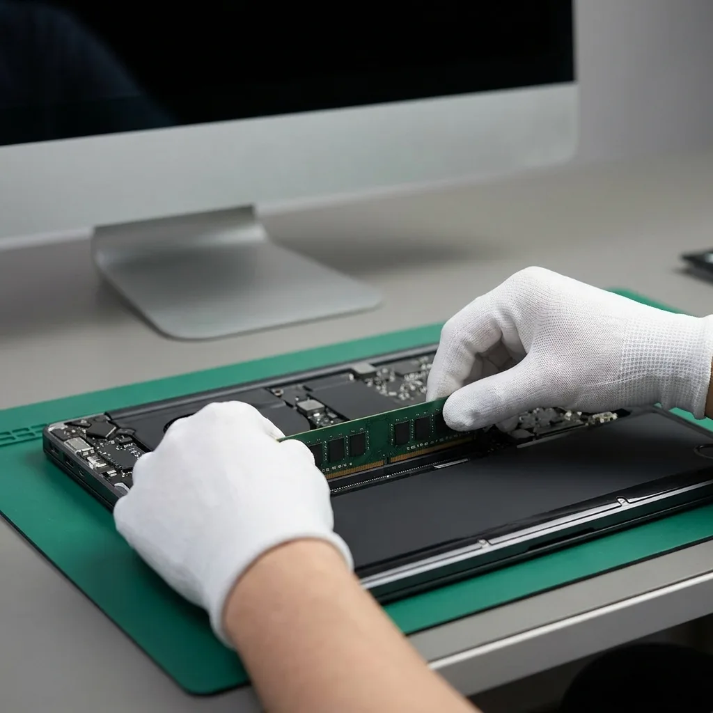 iMac component-level repair at an ESD-protected workstation
