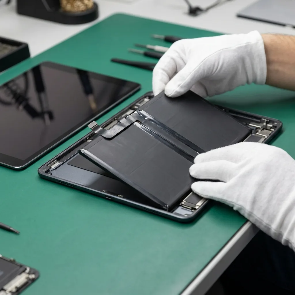 Microscope view of iPad audio codec IC inspection